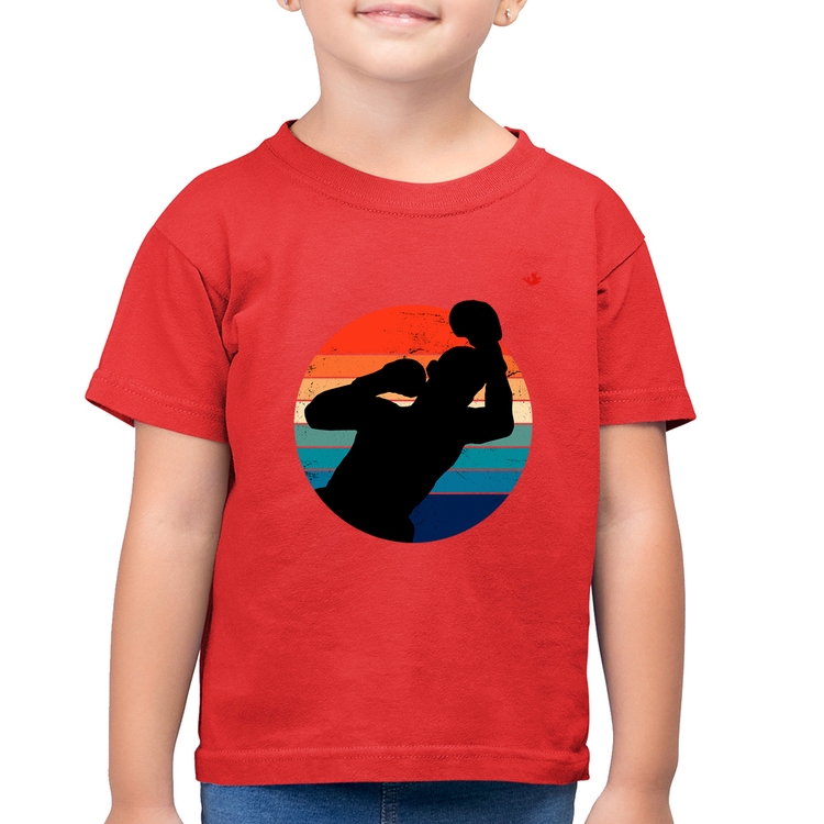 Camiseta Algodão Infantil Boxe Vintage Sunset - Vermelha