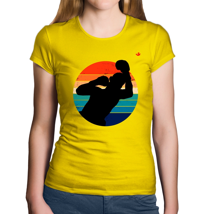 Baby Look Algodão Boxe Vintage Sunset - Amarela