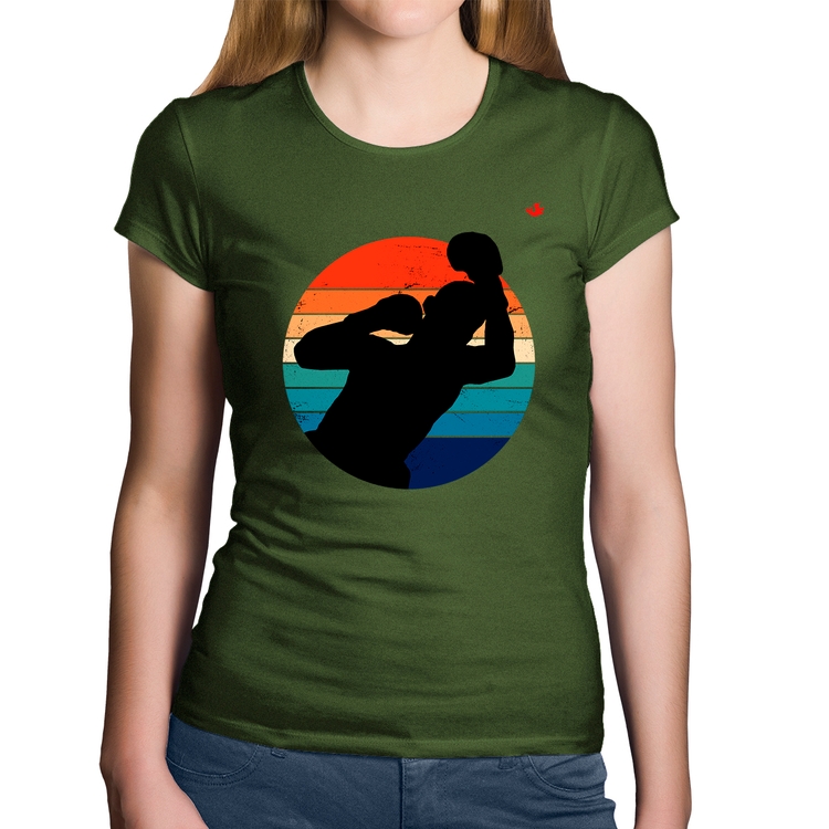 Baby Look Algodão Boxe Vintage Sunset - Musgo