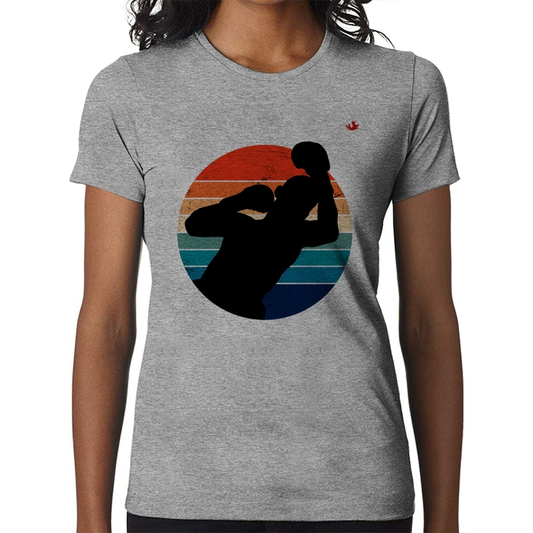 Baby Look Boxe Vintage Sunset - Cinza