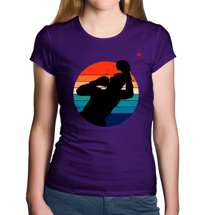 Baby Look Algodão Boxe Vintage Sunset - Roxa