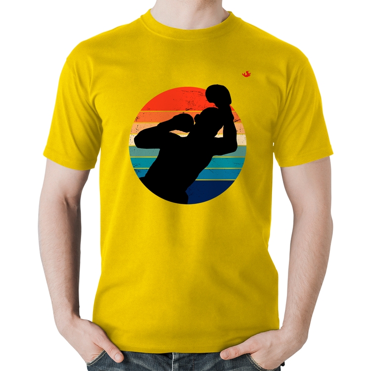 Camiseta Algodão Boxe Vintage Sunset - Amarela