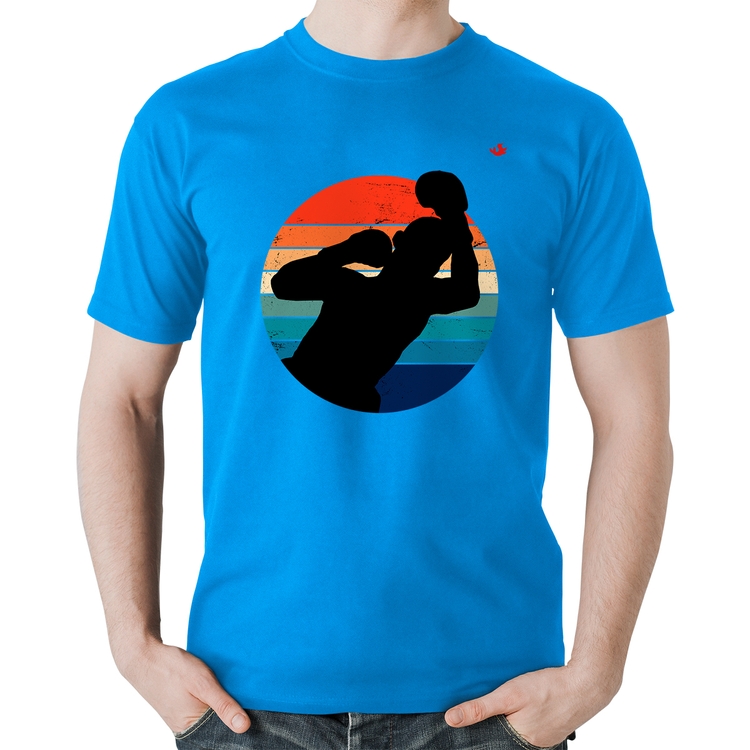 Camiseta Algodão Boxe Vintage Sunset - Azul