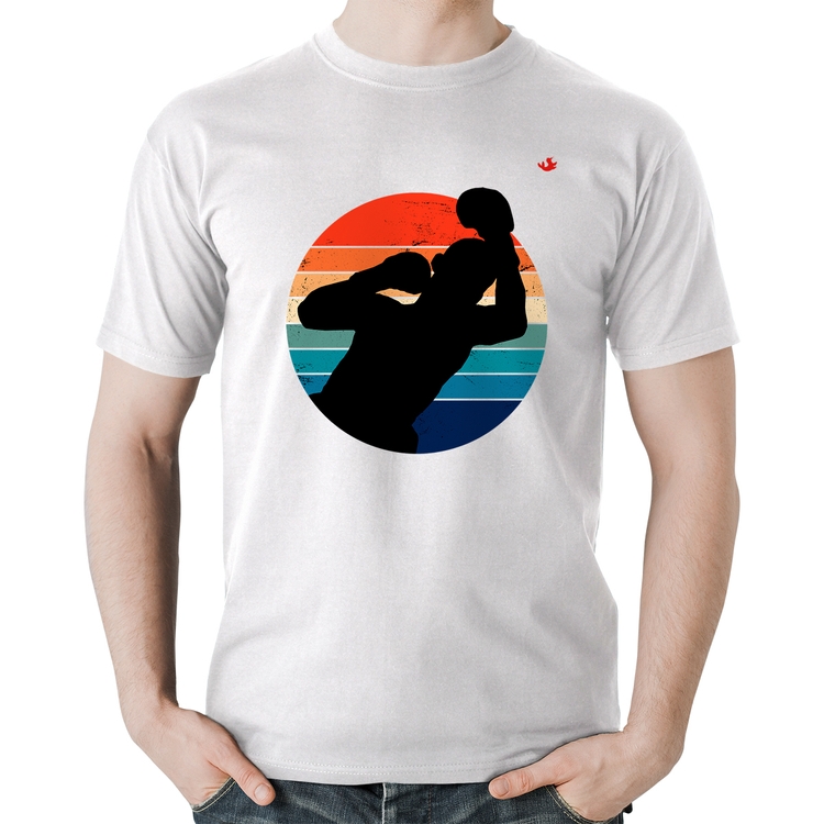 Camiseta Algodão Boxe Vintage Sunset - Branca