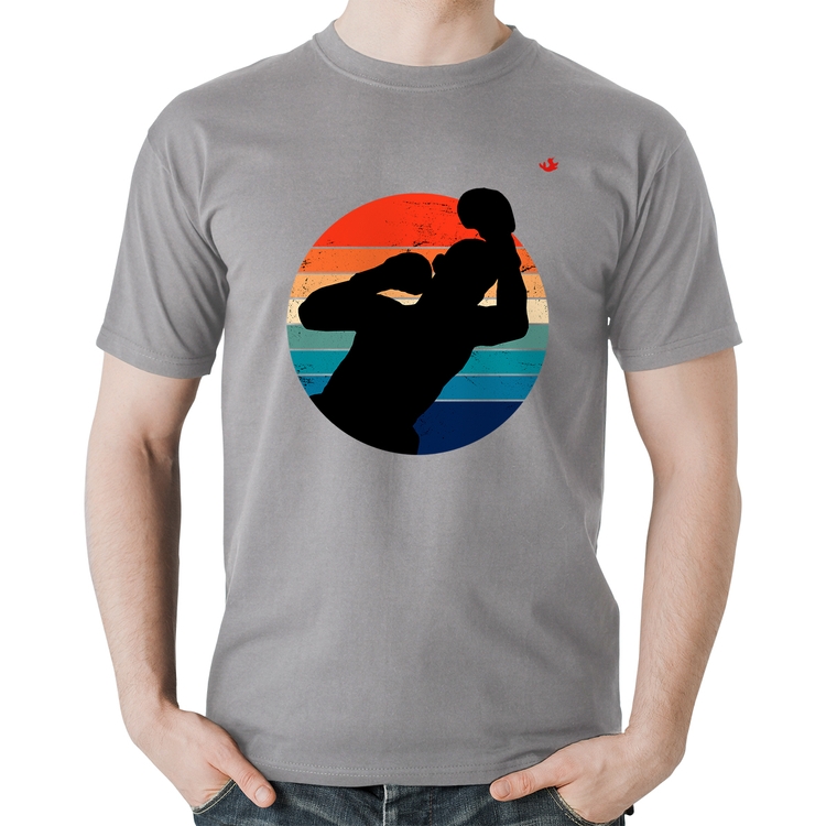 Camiseta Algodão Boxe Vintage Sunset - Cinza