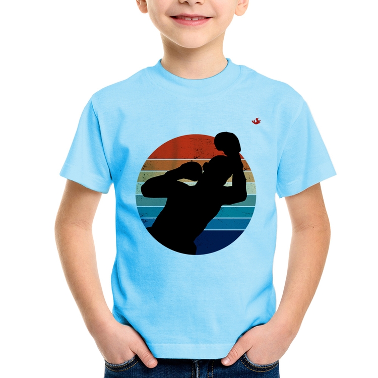 Camiseta Infantil Boxe Vintage Sunset - Azul Bebê