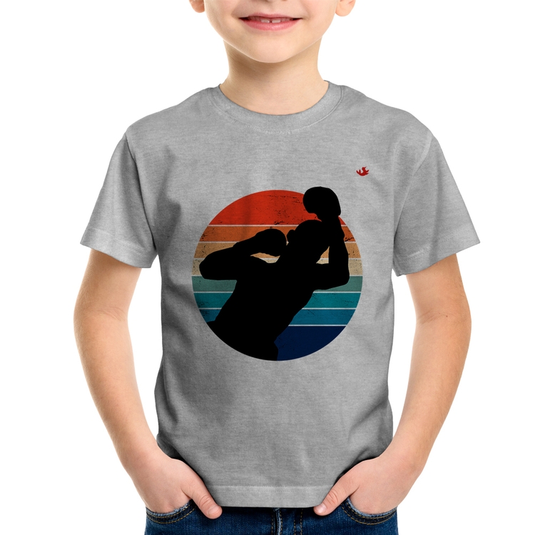 Camiseta Infantil Boxe Vintage Sunset - Cinza