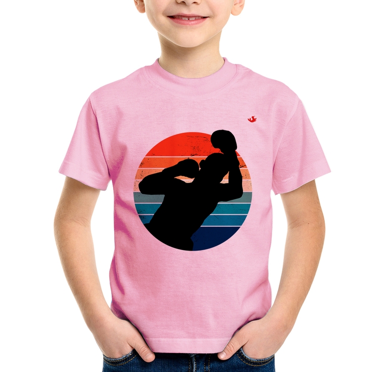 Camiseta Infantil Boxe Vintage Sunset - Rosa Bebê