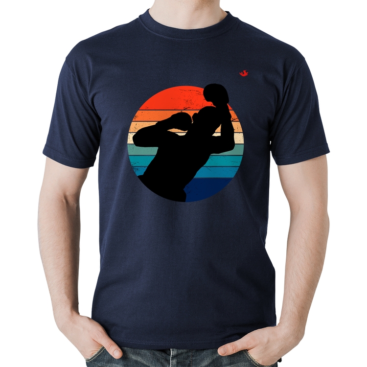 Camiseta Algodão Boxe Vintage Sunset - Marinho