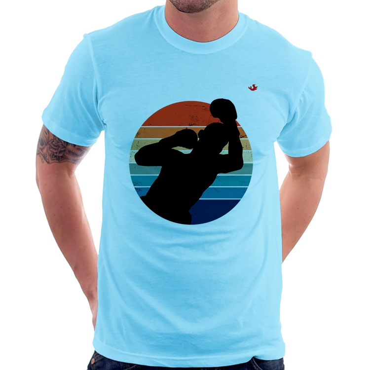 Camiseta Boxe Vintage Sunset - Azul Bebê