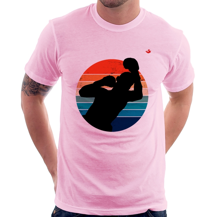 Camiseta Boxe Vintage Sunset - Rosa Bebê