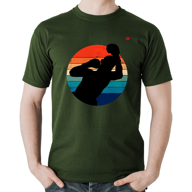 Camiseta Algodão Boxe Vintage Sunset - Musgo