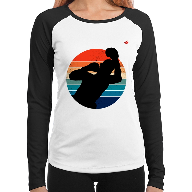 Baby Look Raglan Boxe Vintage Sunset Manga Longa