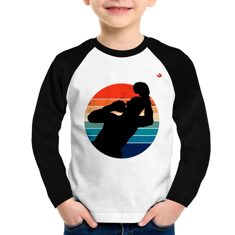 Camiseta Raglan Infantil Boxe Vintage Sunset Manga Longa