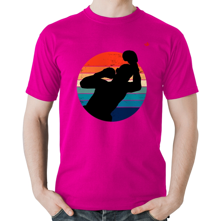 Camiseta Algodão Boxe Vintage Sunset - Rosa