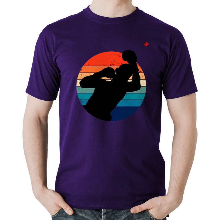 Camiseta Algodão Boxe Vintage Sunset - Roxa