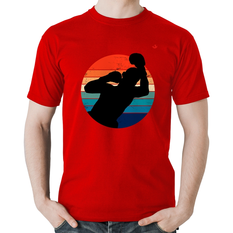 Camiseta Algodão Boxe Vintage Sunset - Vermelha