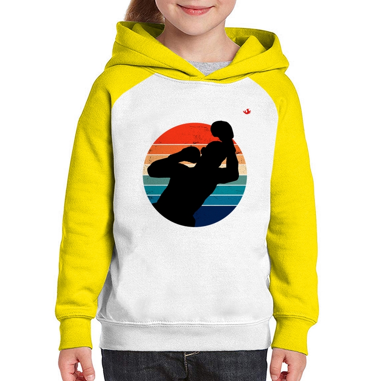 Moletom Infantil Boxe Vintage Sunset - Branco/Amarelo
