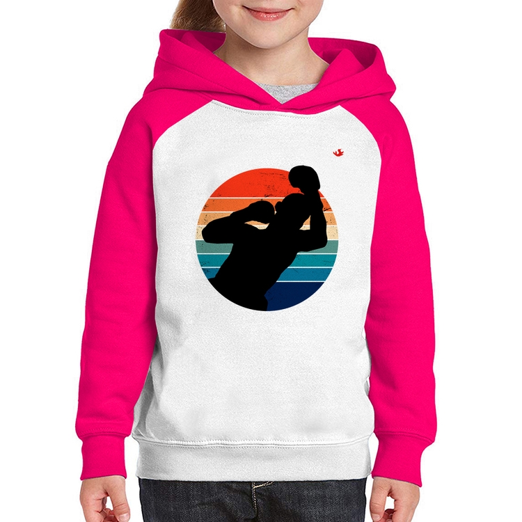 Moletom Infantil Boxe Vintage Sunset - Branco/Rosa