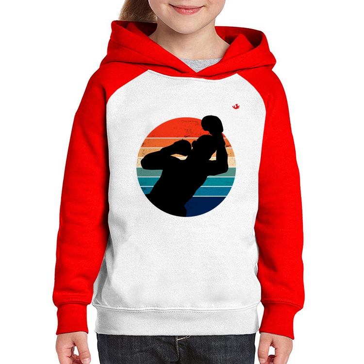 Moletom Infantil Boxe Vintage Sunset - Branco/Vermelho