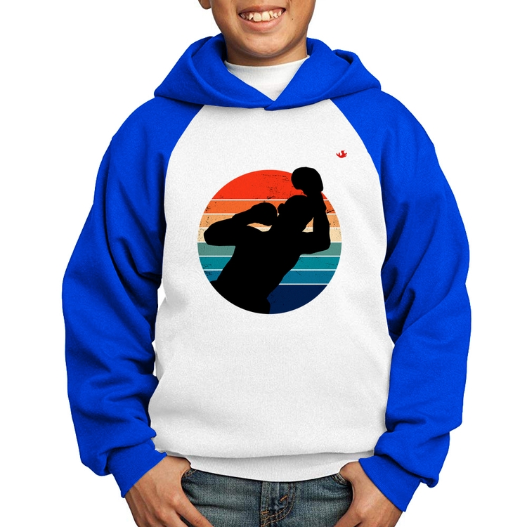Moletom Infantil Boxe Vintage Sunset - Branco/Azul
