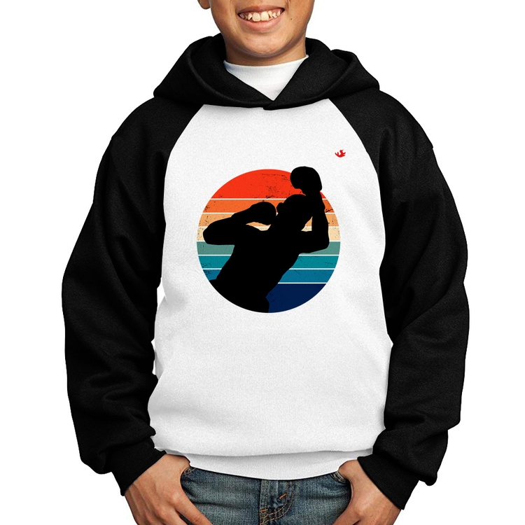 Moletom Infantil Boxe Vintage Sunset - Branco/Preto