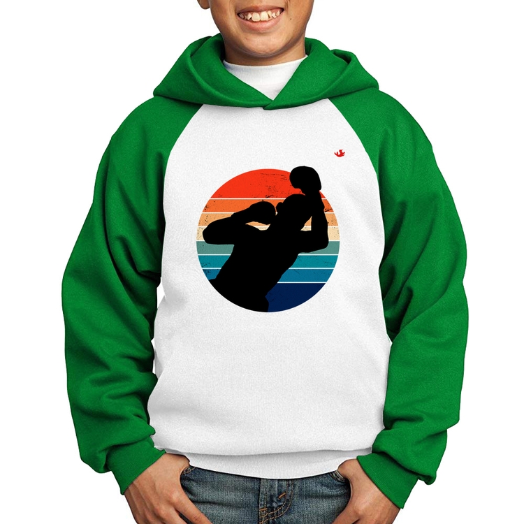 Moletom Infantil Boxe Vintage Sunset - Branco/Verde