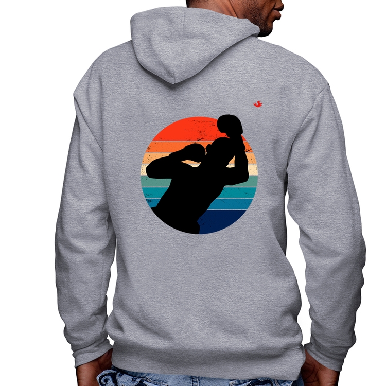 Blusa Moletom Boxe Vintage Sunset Masculina com Capuz e Zíper - Mescla