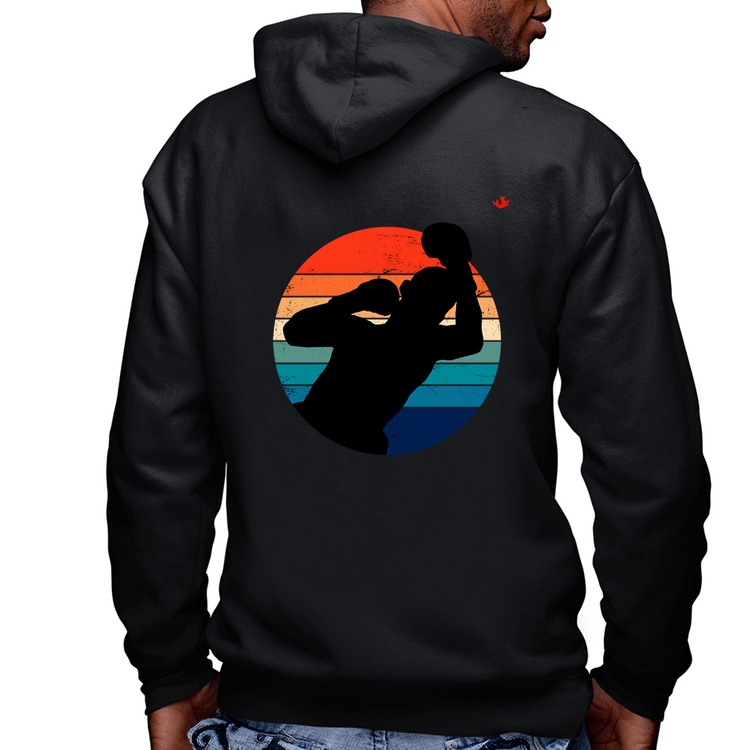 Blusa Moletom Boxe Vintage Sunset Masculina com Capuz e Zíper