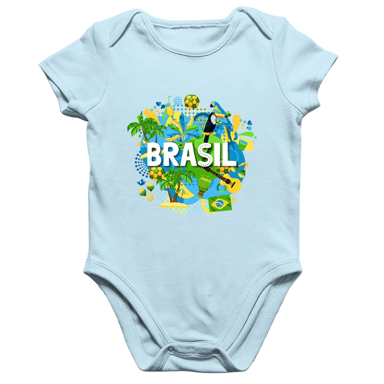 Body Bebê Algodão Brasil - Azul Bebê