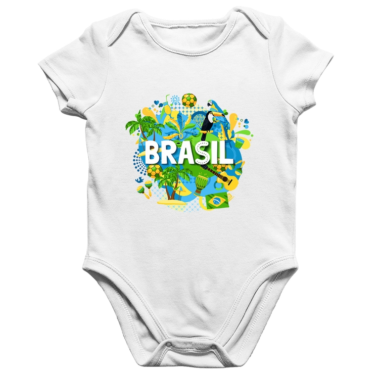 Body Bebê Algodão Brasil - Branco