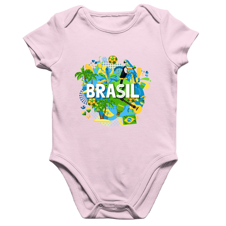 Body Bebê Algodão Brasil - Rosa Bebê