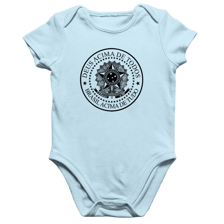 Body Bebê Algodão Brasil Acima de Tudo Deus Acima de Todos - Azul Bebê