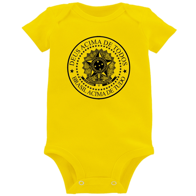 Body Bebê Brasil Acima de Tudo Deus Acima de Todos - Amarelo