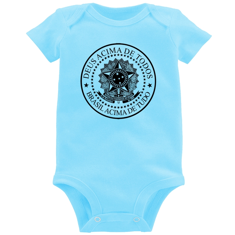Body Bebê Brasil Acima de Tudo Deus Acima de Todos - Azul Bebê