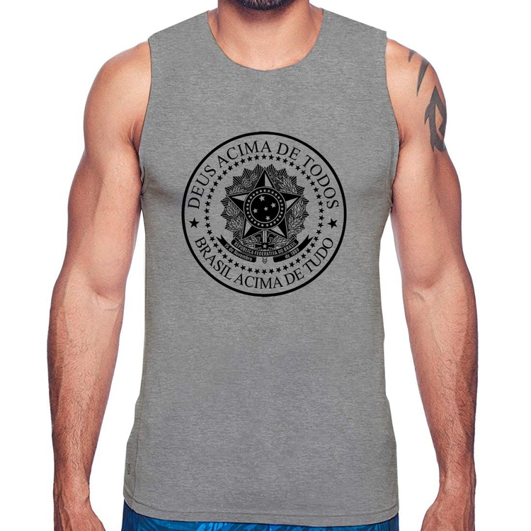 Regata Brasil Acima de Tudo Deus Acima de Todos - Cinza