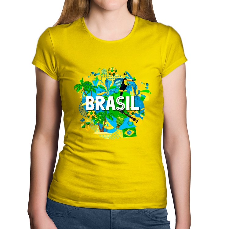 Baby Look Algodão Brasil - Amarela