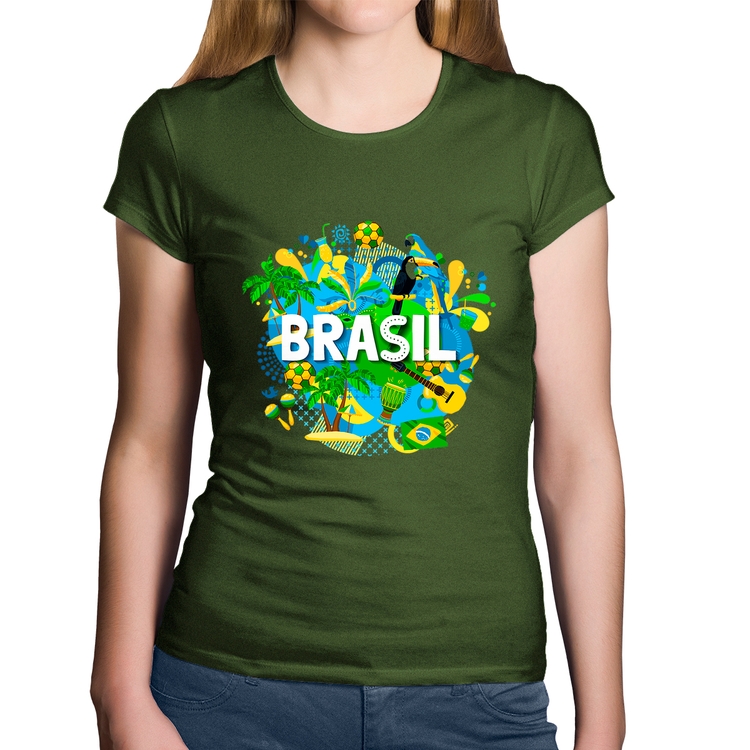 Baby Look Algodão Brasil - Musgo