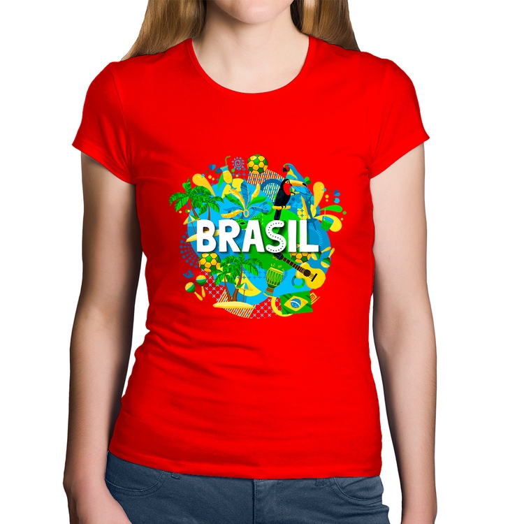 Baby Look Algodão Brasil - Vermelha