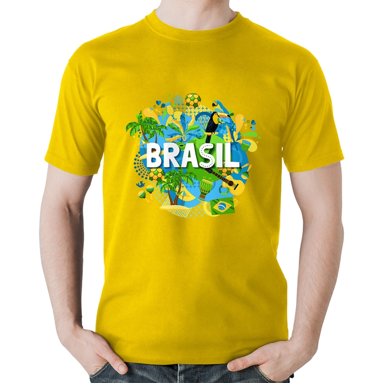 Camiseta Algodão Brasil - Amarela