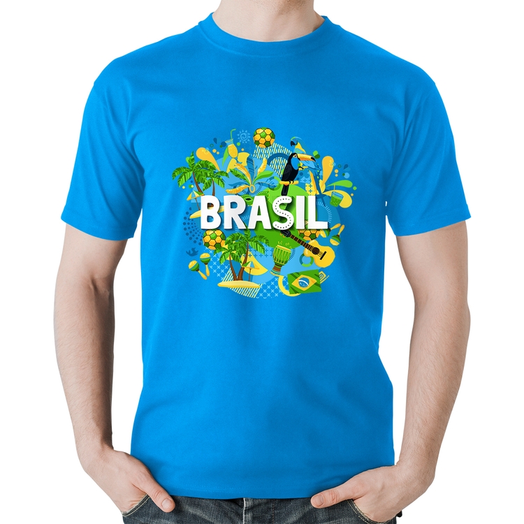 Camiseta Algodão Brasil - Azul