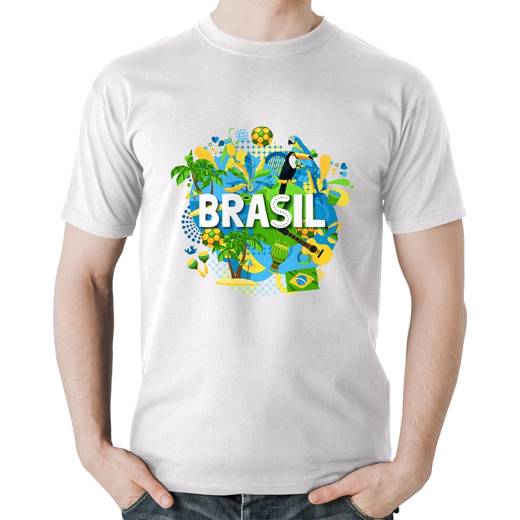 Camiseta Algodão Brasil - Branca