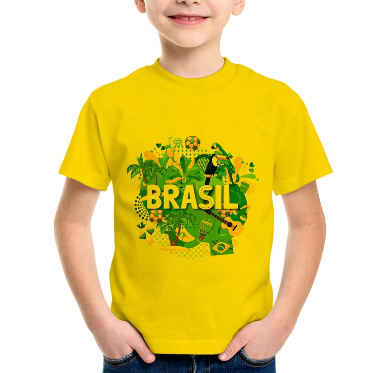 Camiseta Infantil Brasil - Amarela
