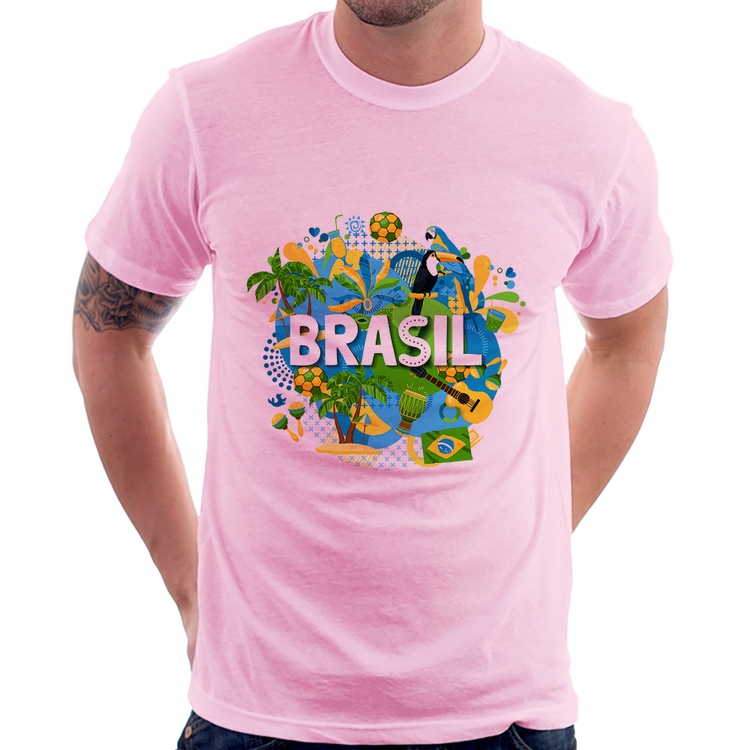 Camiseta Brasil - Rosa Bebê