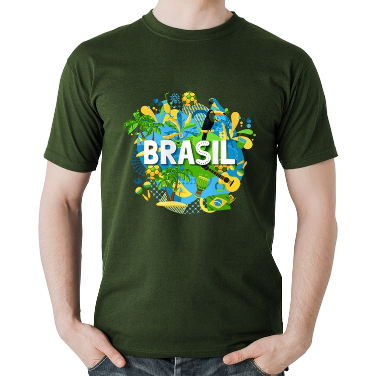 Camiseta Algodão Brasil - Musgo