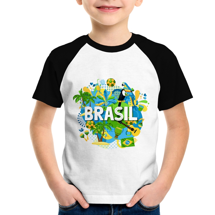 Camiseta Raglan Infantil Brasil