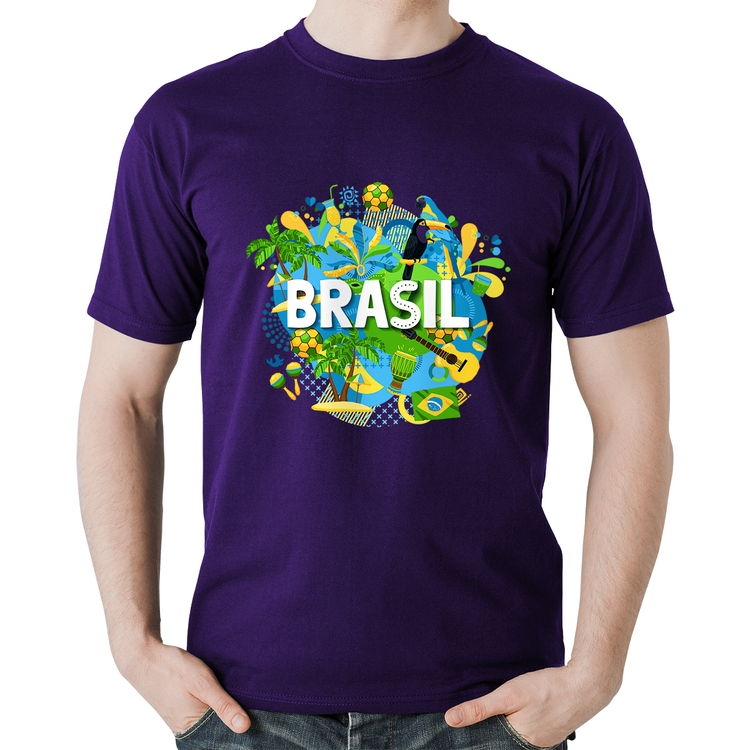 Camiseta Algodão Brasil - Roxa