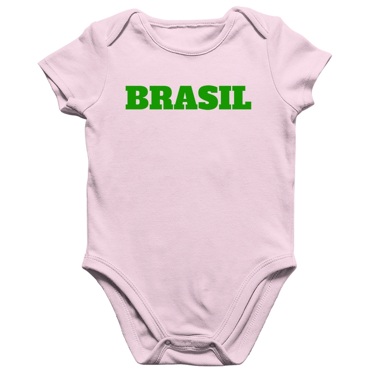 Body Bebê Algodão Brasil - Copa do Mundo - Rosa Bebê