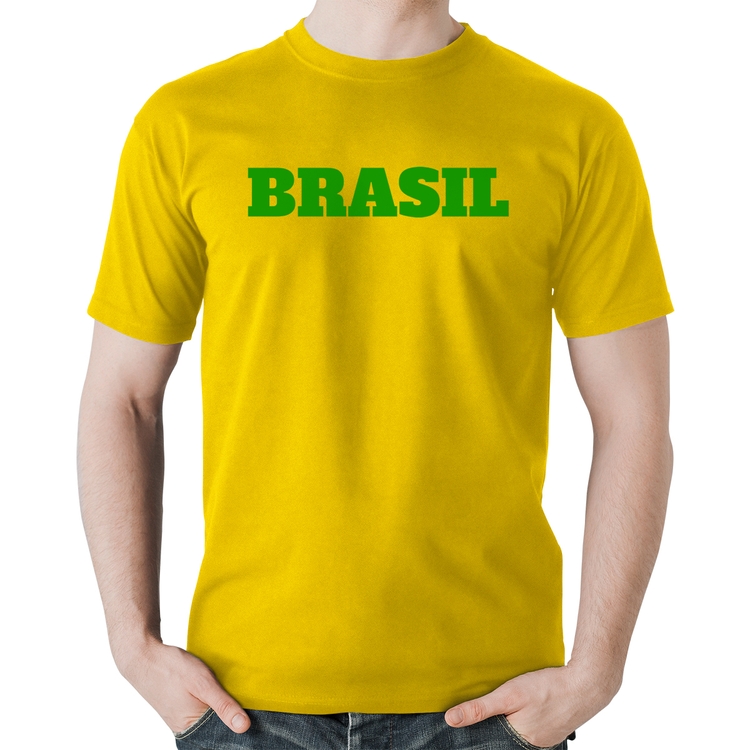 Camiseta Algodão Brasil - Copa do Mundo - Amarela