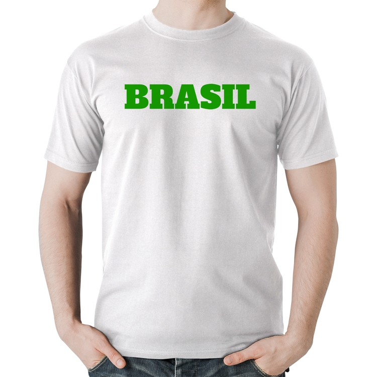 Camiseta Algodão Brasil - Copa do Mundo - Branca